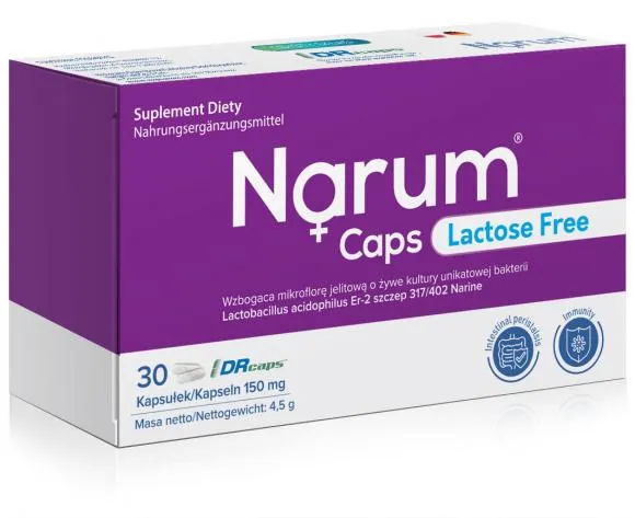 Narum Caps Lactose Free – Probiotyk bez laktozy W TRAKCIE i PO ANTYBIOTYKOTERAPII